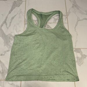 Lululemon Green Speckled Racerback Tank Top Cropped